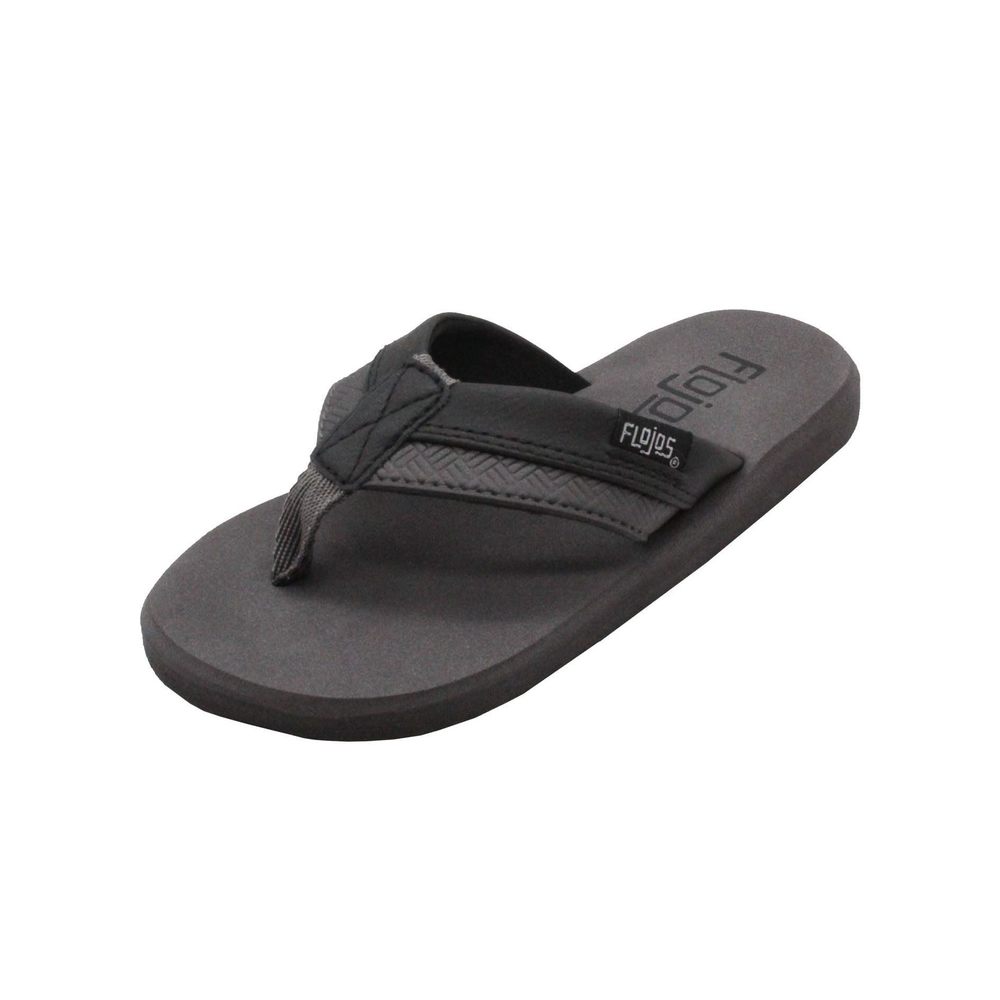 FLOJOS Boy's Flip Flop Sandal, Gray/Black, 11 Little Kid